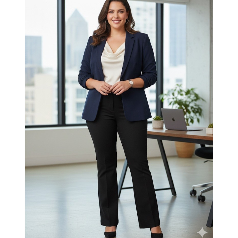 Lane Bryant 14 REG Black Career Dress Pants Slacks Stretch Modern Professional